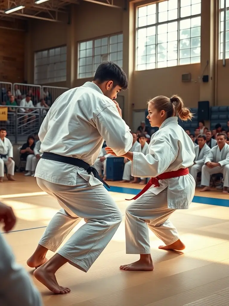 Members of ARCNJDA participating in a local judo competition, highlighting the opportunities for competitive engagement and skill demonstration.