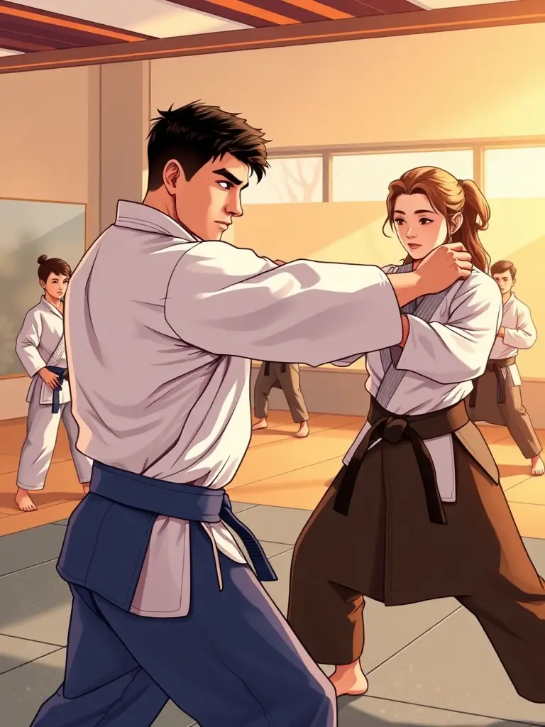 A diverse group of judo practitioners of all ages and skill levels training together in a dojo, showcasing the inclusive environment of ARCNJDA.